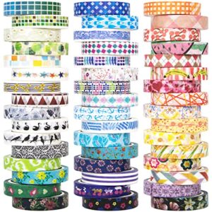 aapozz 48 rolls washi tape set – 8mm wide decorative masking tape, colorful flower style design for diy craft scrapbooking gift wrapping