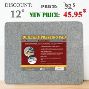 Wool Pressing Pad - 24in x 18in Quilting Ironing Pad - 100% New Zealand Felted Wool Iron Board for Quilters, Great for Quilting Sewing Projects by SAVINA