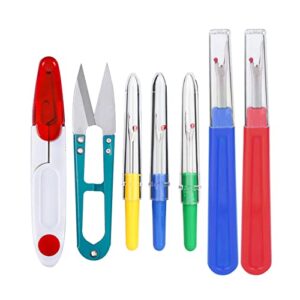 sewing seam ripper tool 7pcs, 2 big and 3 small handy stitch ripper sewing tools with 2 scissors for sewing crafting thread removin