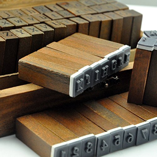 UCEC Letter Stamps, 70pcs Alphabet Stamps Vintage Wooden Rubber Letter Number and Symbol Stamp Set for DIY Craft Card Making Happy Planner Scrapbooking Supplies