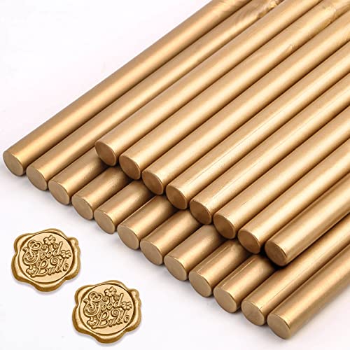 Sealing Wax Sticks, Paxcoo 20pcs Wax Seal Sticks, Glue Gun Sealing Wax Sticks for Wedding Invitations, Letter, Envelope, Cards and Crafts (Antique Gold)