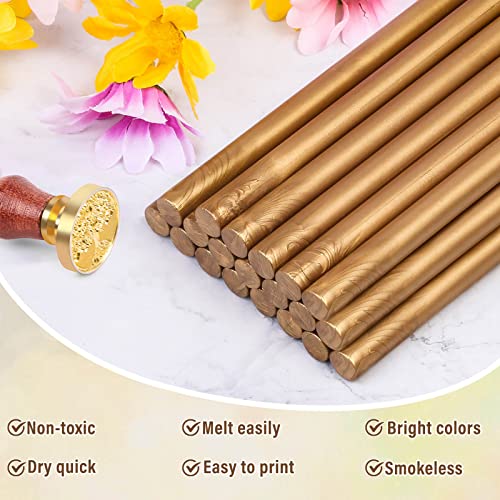 Sealing Wax Sticks, Paxcoo 20pcs Wax Seal Sticks, Glue Gun Sealing Wax Sticks for Wedding Invitations, Letter, Envelope, Cards and Crafts (Antique Gold)