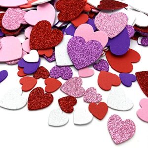 360 pcs heart stickers self adhesive foam hearts 3 sizes 4 colors heart shaped decals in glitter and matte red pink white purple for valentine’s day crafts décor diy greeting cards mother’s day cards