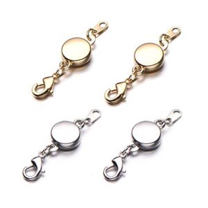 Zpsolution Locking Magnetic Jewelry Clasp for Necklace and Bracelet - Set of 4 Glod and Silver