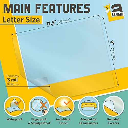 Thermal Laminating Pouches, Matte Finish, 9 x 11.5 Inches, 3 Mil Thick, 30 Pack, Suited for Letter Size Laminating Sheets 8.5 x 11