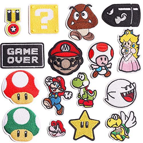 Decorative Patches,16pcs Iron On Patches for Clothing, Embroidered Sew On Super Cute Cartoon Anime Patches for Kids Jackets, Shirts, Backpacks