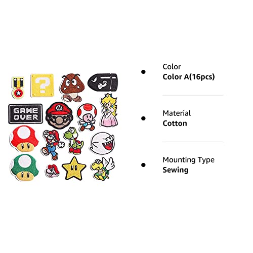 Decorative Patches,16pcs Iron On Patches for Clothing, Embroidered Sew On Super Cute Cartoon Anime Patches for Kids Jackets, Shirts, Backpacks