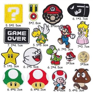 Decorative Patches,16pcs Iron On Patches for Clothing, Embroidered Sew On Super Cute Cartoon Anime Patches for Kids Jackets, Shirts, Backpacks