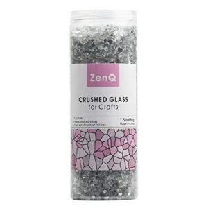 ZenQ Crushed Glass for Crafts, Resin Art. 1.5 lbs