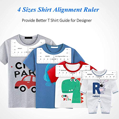 Tshirt Alignment Ruler, Tshirt Alignment Ruler Tool Set, Tshirt Craft Ruler with Guide Tool, T-Shirt Ruler Guide Tshirt Alignment Tool for Vinyl, Htv, Heat Transfer Vinyl[4 Pcs]