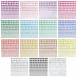 rhinestone stickers 2478pcs self adhesive facial gem stickers,4 sizes 15 colors for diy decorative crafts, nails, makeup festival, holiday cards