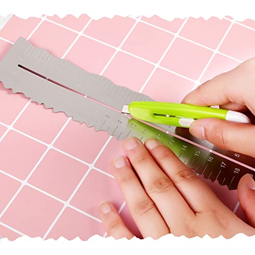 3 Pcs Metal Paper Tearing Ruler Craft Ruler Stainless Steel Deckle Edge Ruler Paper Ripper Tool Irregular Edges Measuring Tool with Water Pen for School Scrapbook