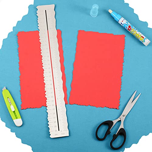 3 Pcs Metal Paper Tearing Ruler Craft Ruler Stainless Steel Deckle Edge Ruler Paper Ripper Tool Irregular Edges Measuring Tool with Water Pen for School Scrapbook