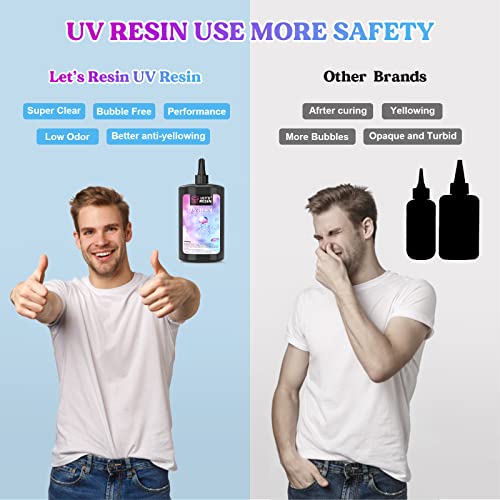 LET'S RESIN UV Resin, Upgraded 500g Crystal Clear UV Resin Hard, Low Odor Ultraviolet Epoxy Resin, UV Light Cure Solar Sunlight Activated Glue for Jewelry, Craft Decoration