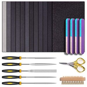 resin sanding and polishing kit,23 pieces yaspit resin casting tools set, include sand papers,resin file,polishing blocks,scissors,wooden brush for polishing epoxy resin jewelry making supplies