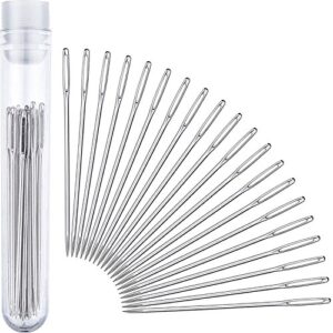 large-eye stitching needles for leather projects with clear bottle, 20 pack