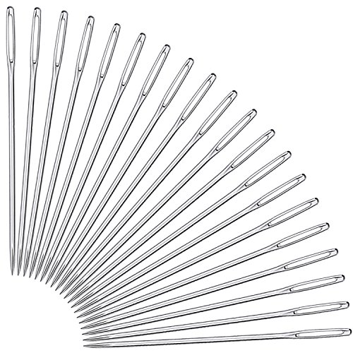 Large-Eye Stitching Needles for Leather Projects with Clear Bottle, 20 Pack