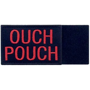 Ouch Pouch Embroidered Patch Tactical Moral Applique Fastener Hook & Loop Emblem, Red & Black