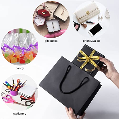 Dasofine Thick Kraft Paper Black Gift Bags with Handles 20pcs, Shopping Bag 9"×4"×7", Reusable Party Favor Bags, Matte Wrapping Bag for Small Business, Retail Stores, Merchandise