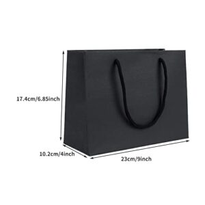 Dasofine Thick Kraft Paper Black Gift Bags with Handles 20pcs, Shopping Bag 9"×4"×7", Reusable Party Favor Bags, Matte Wrapping Bag for Small Business, Retail Stores, Merchandise