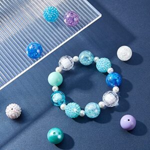 PH PandaHall 50pcs Chunk Beads, 20mm Bubblegum Beads Colorful Large Rhinestone Pearl Beads Loose Beads Round Spacer Beads for Jewelry Bracelet Necklace Pen Bag Chain Making Crafts Supplies