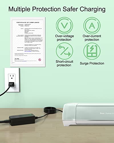 Power Cord for Cricut Explore air 2, Expression 2, Personal Expression Create, Mini, Cake, Explore, Cricut Maker Model: KSAH1800250T1M2 Cutting Charger Power Supply Cord