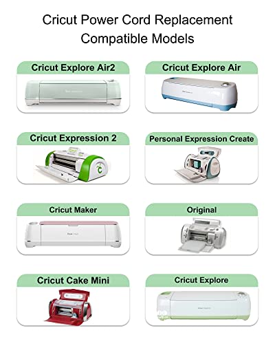 Power Cord for Cricut Explore air 2, Expression 2, Personal Expression Create, Mini, Cake, Explore, Cricut Maker Model: KSAH1800250T1M2 Cutting Charger Power Supply Cord