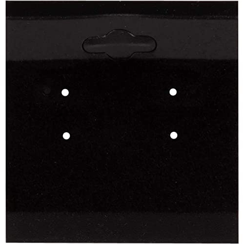 Genie Crafts Earring Cards - 100-Pack Earring Card Holder, Velvet Hanging Jewelry Display Cards for Earrings, Ear Studs, Black, 2 x 2 Inches