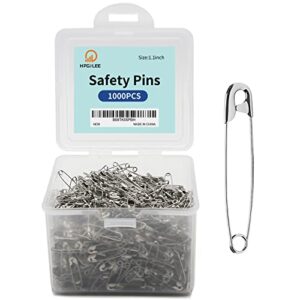 1000pcs safety pins, 1.1 inch rust-resistant steel wire silver sewing pins small safety pins bulk for clothes crafts home office use