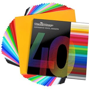 teckwrap permanent adhesive vinyl sheets 12″ x 12″ 40 sheets/pack assorted colors for craft cutters