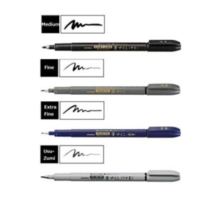 zebra fude sign brush pen regular extra fine medium usu-zumi gray ink value set of 4 (limited edition)