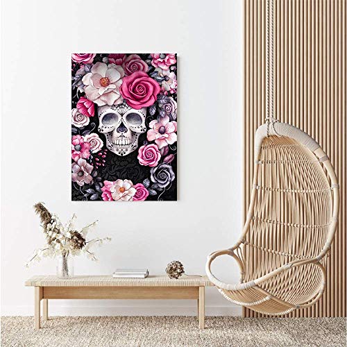 YNC DIY Square Diamond Painting Skull Flower for Adult Full Drill Paint with Diamonds Kits 5D Diamond Art for Wall Decor-YNC001 (red)