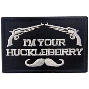 i’m your huckleberry patch embroidered tactical applique army morale hook & loop emblem, white