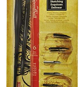 Speedball Sketching Pen Set - 2 Penholders w/ 6 Pen Tips