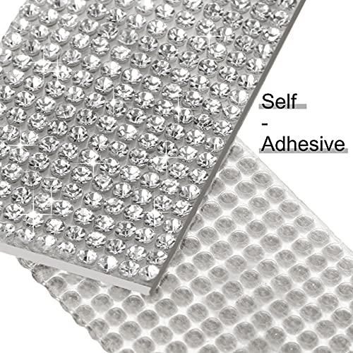 5 Rolls Self Adhesive Crystal Rhinestone Diamond Roll Ribbon Bling Gemstone Strips Sticker Rhinestone for Craft with 2 mm Rhinestone 4.5 Yards, DIY Event Car Phone Decoration (Silver)