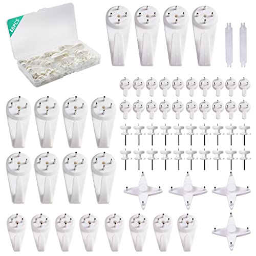 Picture Hanging Kit，Picture Hanger No Damage Wall Hangers for Picture Frame，68pcs Invisible Wall Nails for Concrete Wall, Hardwall and Cement Wall (Mix)