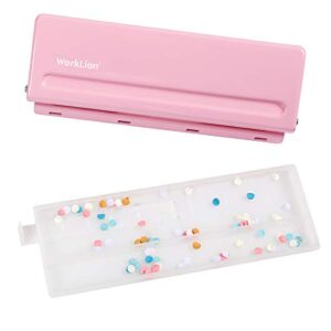 WORKLION Adjustable 6 Hole Punch: Metal Six Hole Puncher for Planners and 6-Ring Binders with 6 Sheet Capacity for A4 / A5 / A6 / Personal/Pocket Size (Pink)