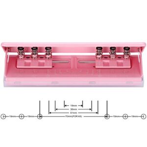 WORKLION Adjustable 6 Hole Punch: Metal Six Hole Puncher for Planners and 6-Ring Binders with 6 Sheet Capacity for A4 / A5 / A6 / Personal/Pocket Size (Pink)