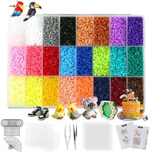 24000 fuse beads, 24 color 2.6mm tiny mini fuse beading kit with pegboards ironing paper for party craft