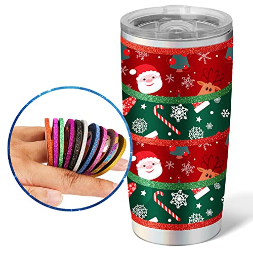 69 Rolls Line Striping Tape for Tumblers Making Holographic Pinstripe Decals for Tumblers Self Adhesive Tape with Dispenser Case for DIY Tumblers Nail Decoration Crafts (Gitter, 1 mm, 2 mm,3 mm)