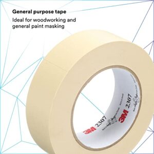 3M Masking Tape 2307, Tan Color, General Purpose, Rubber Adhesive, Crepe-Paper Backing, 24 mm x 55 m, 5.2 mil, 1 Roll