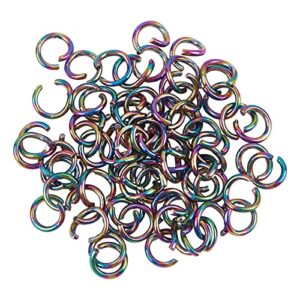 chgcraft 100pcs stainless steel jump rings vacuum plating jump rings rainbow color finger jump rings for bracelet earrings necklace jewelry making, 5×0.8mm