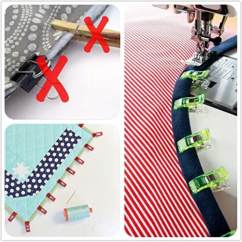 YICBOR Bias Tape Maker Set 6mm 9mm 12mm 18mm 25mm Fabric Bias Binding Maker with 100pcs Colorful Multipurpose Sewing Clips for DIY Sewing Crafting Quilting Tools Kit