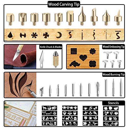 96pcs Wood Burning Kit, Professional Wood Burner Pen Tool, Creative Tool Set Adjustable Temperature WoodBurner for Embossing/Carving,Suitable for Beginners,Adults