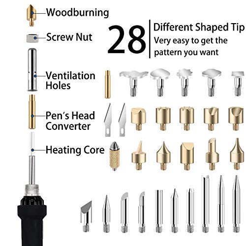 96pcs Wood Burning Kit, Professional Wood Burner Pen Tool, Creative Tool Set Adjustable Temperature WoodBurner for Embossing/Carving,Suitable for Beginners,Adults