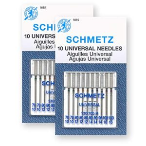 20 schmetz universal sewing machine needles – assorted sizes – 2 cards