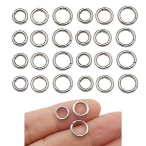 300pcs Mix 8mm 9mm 10mm Stainless Steel Thick Strong Rings Jump Rings Connector Rings for Jewelry Making Necklaces Bracelet Earrings Keychain DIY Craft (M536)