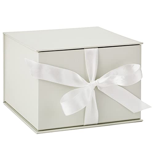 Hallmark 7" Ivory Pearl Gift Box with Lid and Shredded Paper Fill for Weddings, Mothers Day, Bridesmaids Gifts, Engagements, Bridal Showers, Graduations, Christmas, Holidays, Birthdays and More