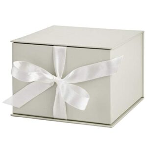 Hallmark 7" Ivory Pearl Gift Box with Lid and Shredded Paper Fill for Weddings, Mothers Day, Bridesmaids Gifts, Engagements, Bridal Showers, Graduations, Christmas, Holidays, Birthdays and More