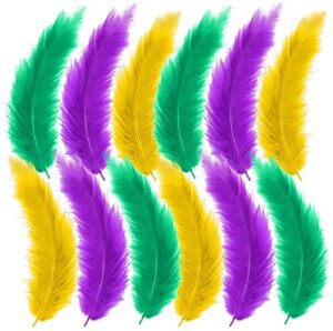 colorful feathers for crafts, 150 pcs natural green gold purple feathers for diy craft mardi gras party decorations carnival costume